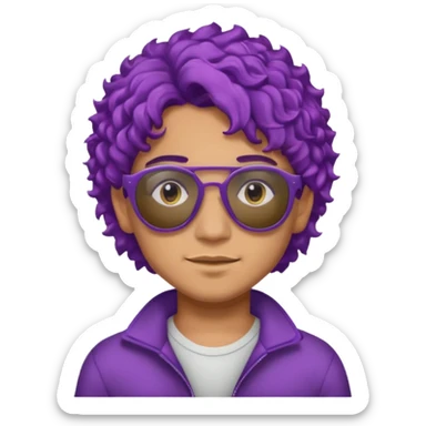 purple haired, curly haired mexican boy with sunglassess sticker