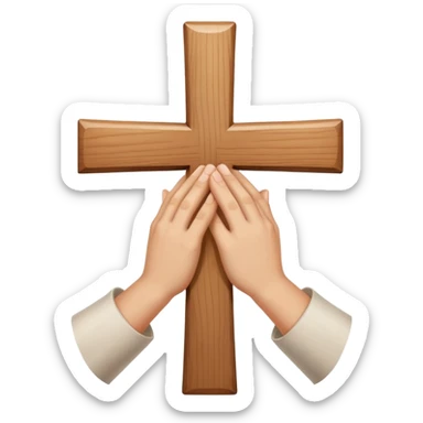 Praying hands with cross sticker
