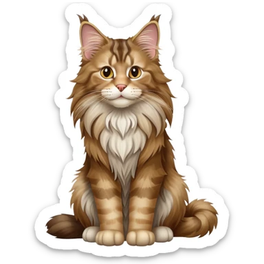 cinematic-[maine coon cat]-realistic-full-body-sitting-emoji,-tail-curled-playfully-around-its-paws,-head-tilted-dramatically,-scruffy-[maine coon]-fur,-simplified-yet-realistic-focused-features,-highly-detailed,-glowing-with-an-almost-sarcastic-glow sticker