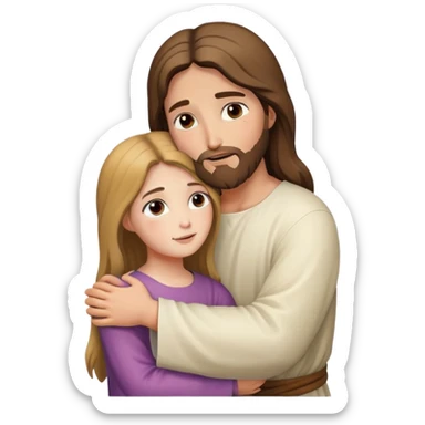 Jesus hugs a girl sticker