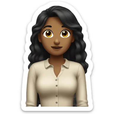 Tan girl with thick black hair asking her father for money sticker