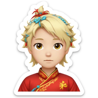 Cartoon anime blond mwssy hair and eyes from china sticker