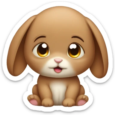 sad Rabbit brown baby rabbit sticker