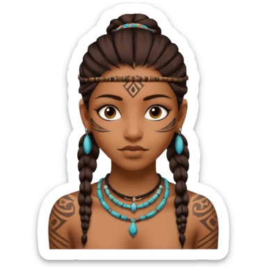 tribal girl Tattooed, not wearing necklace sticker