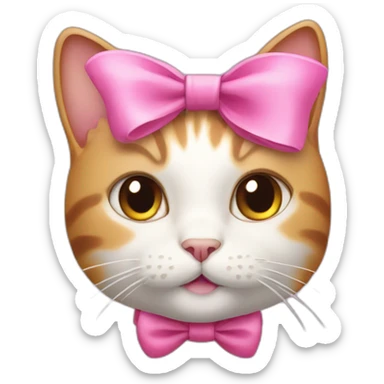Cat with a pink bow in its ear sticker