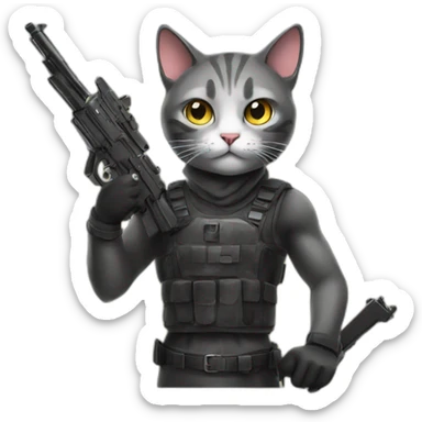 cat with guns sticker