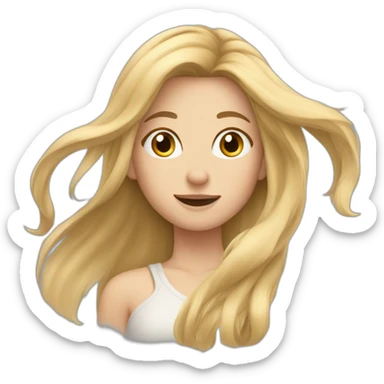 a girl with long blonde hair in the wind sticker