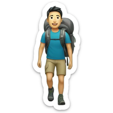 asian guy hiking sticker
