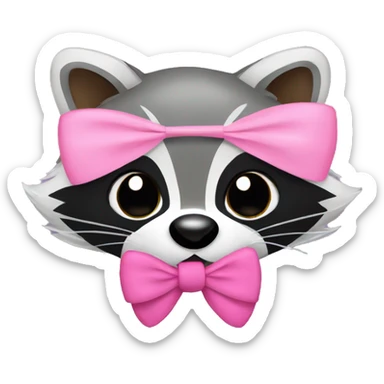 raccoon with a pink bow sticker
