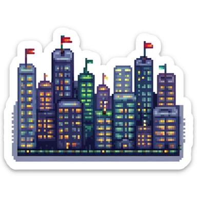night cityscape with lights sticker