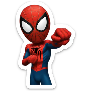 1 spidermen pointing fingers at left side sticker