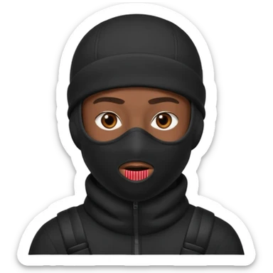 A black male in a ski mask sticker
