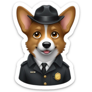 Black corgi detective sticker