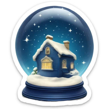 vintage dark blue rococo night sky snow globe sticker