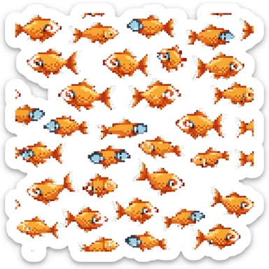 Pixelated goldfish with nerdy glasses making funny face sticker