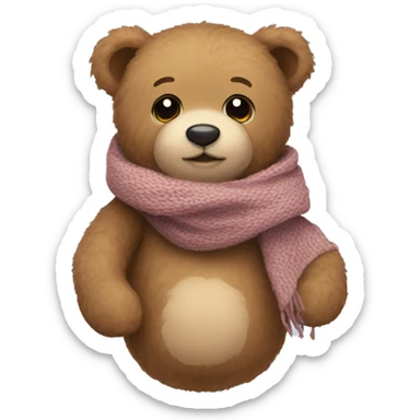 Cute teddy bear scarf sticker