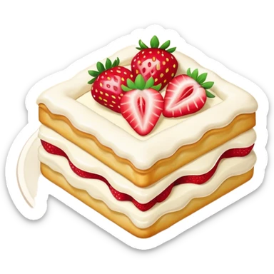 Strawberry custard cream pastry with vanilla sugar icing  sticker