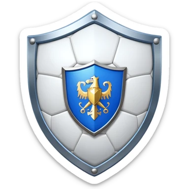 Soccer ball with blue knight shield behind it sticker