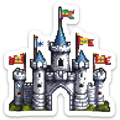 medieval castle with flags sticker