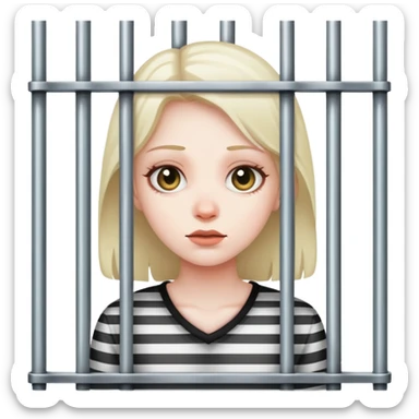 girl standing behind jail bars sticker