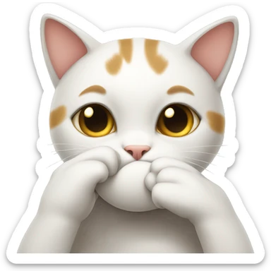 Shy cat covering her mouth with paw  sticker