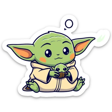 farting Baby Yoda and Kayzer dying from the smell sticker
