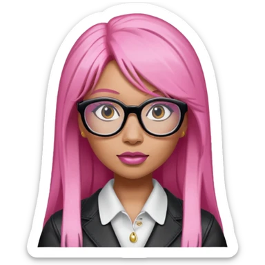 Rapper Nicki Minaj pink hair wear glasses sticker