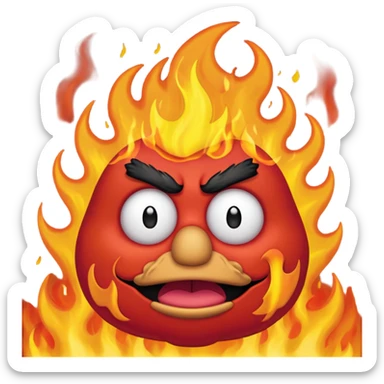 Elmo angry surrounded by fire sticker