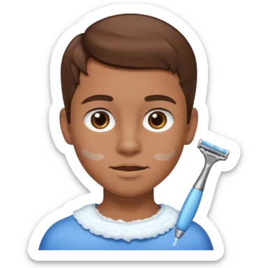 Young brown haired teen shaving sticker