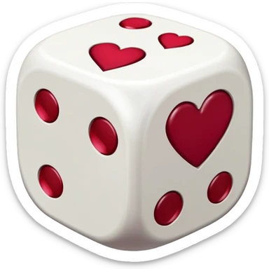 two dices in with burgundy red heart details sticker