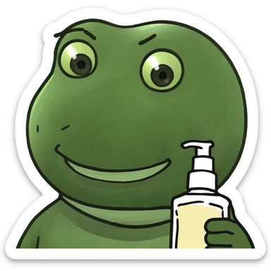 Emoji with lotion on its face and very happy sticker