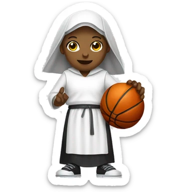 White nun dribbling a basketball sticker