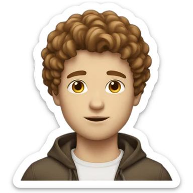 white boy with brown fluffy hair and strong jawline sticker