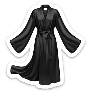 Plain Black silk long robe, extra long sleeves, high definition sticker