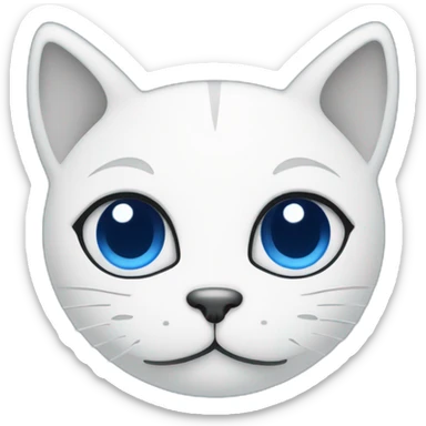 Blue simplistic sketch of a cute cat face sticker