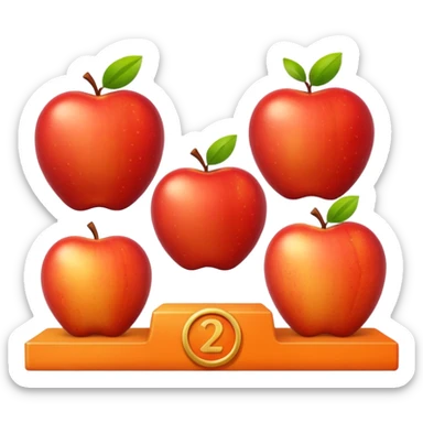 medal podium where 2nd and 3rd place are apples and 1st place is an orange sticker