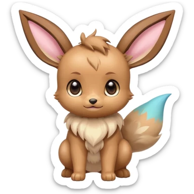 Kawaii Shiny Colorful Cartoon Anime Pastel Baby Innocent Chibi Kawaii Cute Adorable Eevee Full Body sticker
