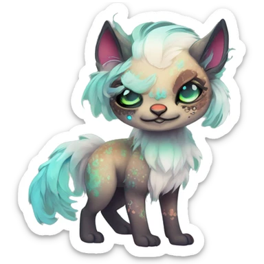 cute Kawaii edgy ethereal fantasy animal fursona Fionbri creature by griffsnuff & LiLaiRa & Falvie with exotic colors full body sticker