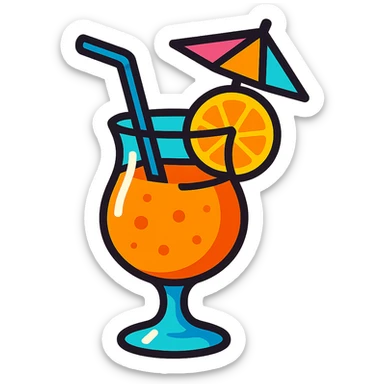 spring break tropical drink with umbrella bright colors vibrant fun sticker