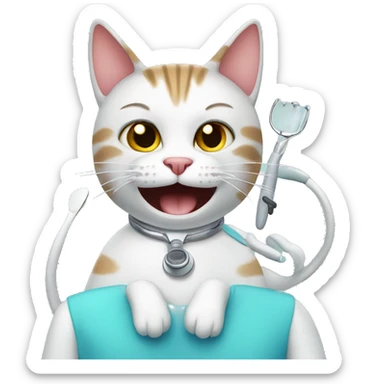 Cat at dentist  sticker