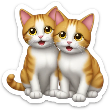 deux chats qui s'embrassent sur le museau sticker