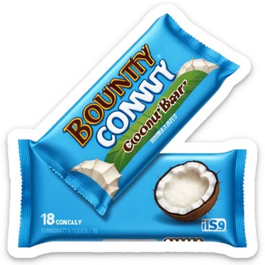 "Draw a Bounty bar in its blue wrapper with white coconut logo." sticker