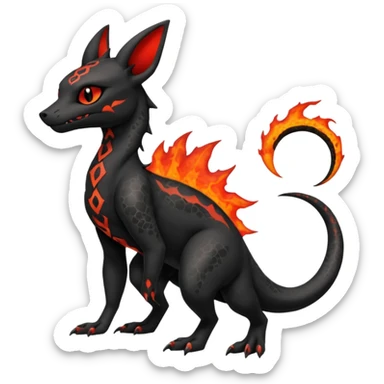 Edgy gothic dark evil volcanic magma-Salandit-Umbreon-Amaura-hybrid-fusion (full body) sticker