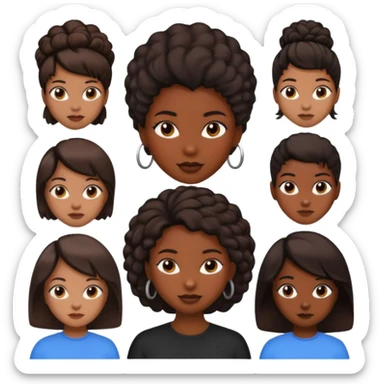 black woman emojis with different types of hair sticker