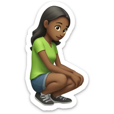 Girl kneeling wearing a lime green shirt  sticker