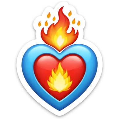 Hazme el corazón rojo con fuego azul sticker