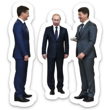 Putin knees infront of Zelensky sticker