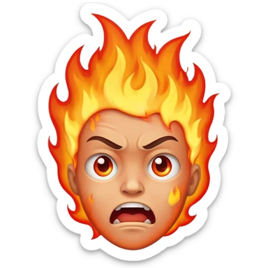 Scared face with top of head on fire sticker