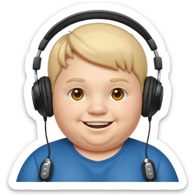 fat kid with headphones sticker