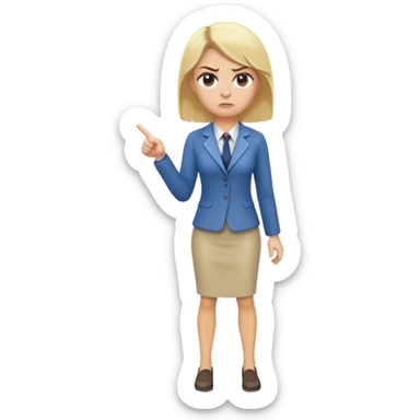 angry blonde female teacher full body without glasses sticker